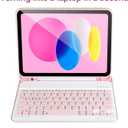 AHYWTAN for iPad 11/10th Generation Case with Keyboard,Detachable Bluetooth Keyboard case for iPad A16 2025 11 inch/10th Gen 2022 10.9 with Pencil Holder, Square Keycaps,Pink