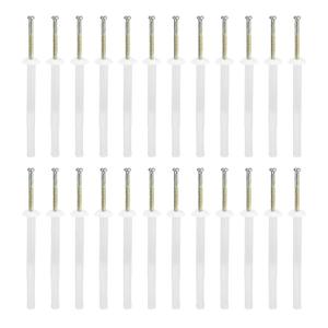 1/4" x 3" (D x L) Mushroom Nail Drive Anchors - Count of 100- Good for Furniture Installation - Steel Zinc Nail Nylon Drywall Rivets - White