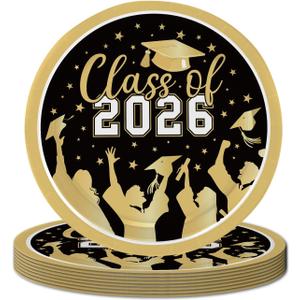 2026 Graduation Party Decorations, 50 Count Paper Plates for Congratulation Party Decor Supplies, Disposable Dinner Plates for College, High School, PhD, Nurse, Law School Graduations, 9 inch
