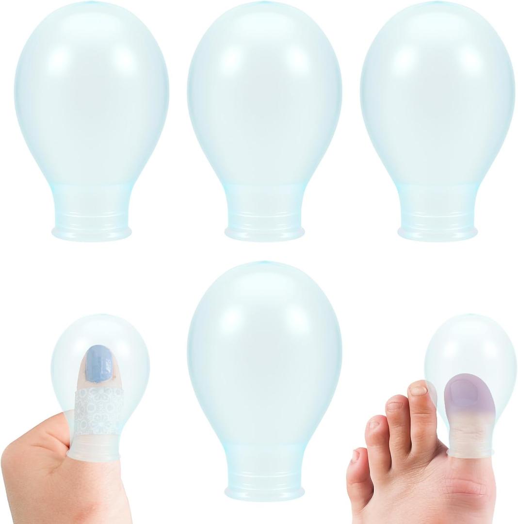 4 Pcs Waterproof Finger Protector Waterproof Toe Cover Silicone Finger Protectors for Wounds for Wounds, Bathing and Nail Care(Large)