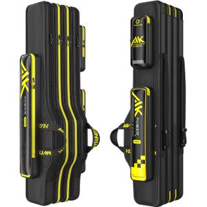 Fishing Rod Case 51in Quad-Layer 1680D Heavyweight Oxford Fishing Pole Case & Bag with Wire Frame Support (Not Hardshell)Quick-Access Compartments Anti-Sag Design Fishing Rod Bag Fishing Gift for Men (51 in / 130cm)