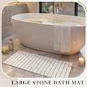 Ferrochef Long Foldable Stone Bath Mat, 47.2"x15.4", White Marble
