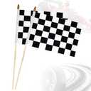 2 Pack 12×18 Inch Checkered Black and White Racing Flags,Race Car Flags on Stick with Safe Spear Top, for Car Flags Party Decorations,Outdoor Decorations