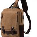 Leaper Retro Crossbody Bag Sling Bag Canvas Messenger Bag for Men Women Shoulder Bag Crossbody Handbags Satchel Travel Bag (X-Large, Coffee 2)