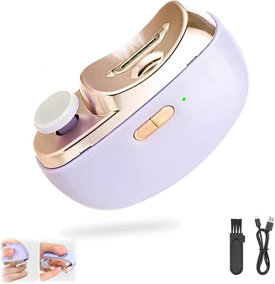 Electric Nail Clipper for Senior - 2026 Smart Nail Clipper for Seniors, Electric Toe Nail Clippe with Polishing, Nail Trimmers Gift for Adult for Arthritis, Low Vision (Purple)
