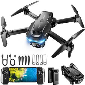 Drone with 1080P Camera - Foldable Remote Control Quadcopter with Gesture Control, 3D Flip, One Key Start, Emergency Stop, 2 Batteries, Easier to use, Toy for Adults Beginners, Black