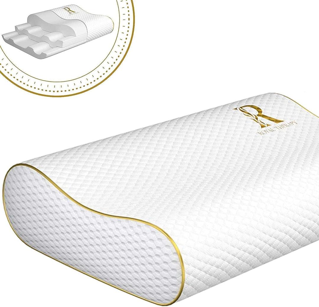 Royal Therapy Memory Foam Pillow, Queen Neck Pain Relief, Contour Cervical Pillow, for Neck and Shoulder Pain, Side, Back and Stomach Sleeper (Queen 24 x 14 x 5")