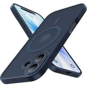 4 x Magnetic Shockproof for iPhone 17 Case,[Full Camera Protection][Compatible with Magsafe][Non-Slip][Mil-Grade Protection]Slim Anti-Yellow Translucent Matte Phone Case for iPhone 17,Midnight Blue