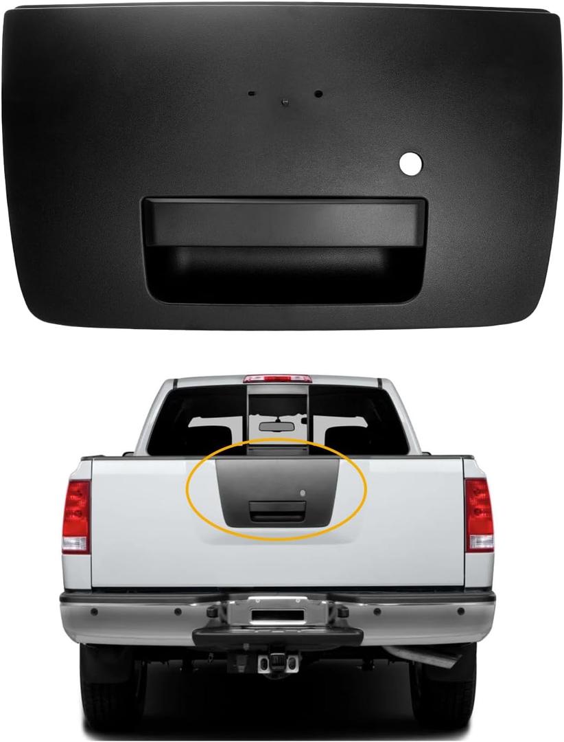 Gledewen Tailgate Door Handle, Compatible with 2004-2012 Nissan Titan, Rear Textured Black Exterior Tail Gate Liftgate Latch Lock Handle with Key Hole, Replace# 906067S200 NI1915110