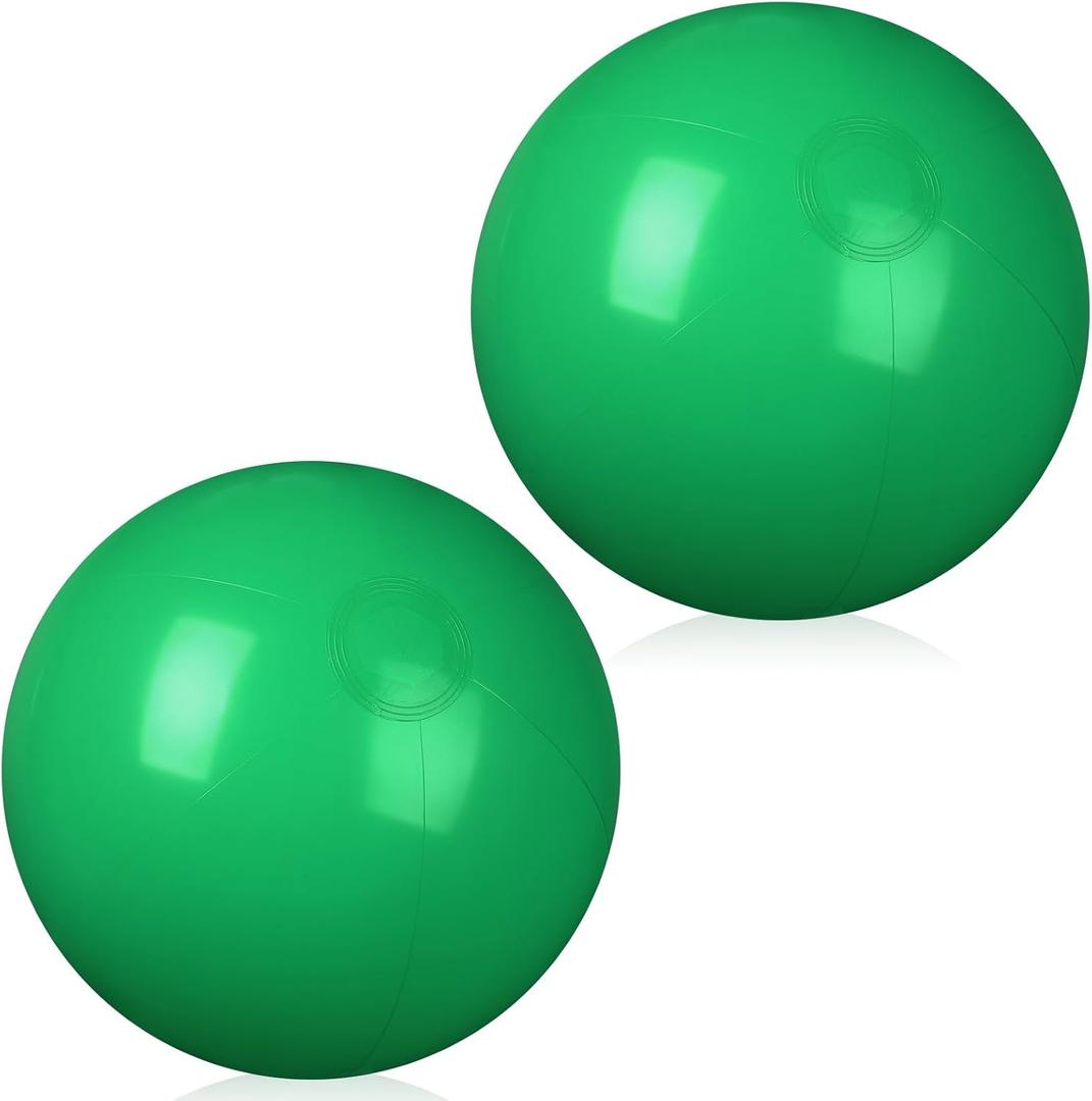 2 Pcs Inflatable Beach Ball 24 inch Swimming Pool Balls Summer Outdoor Decor Ball (Green)