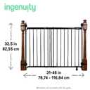 Ingenuity Stairway+ 46W Series No-Drill Baby and Pet Gate, 31"-46" Wide, 32.5" Tall, Hardware or Pressure Mounted, Install Wall to Wall or Bannister to Bannister Without Drilling