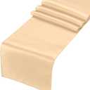 uxcell 2 Pcs Champagne Satin Table Runner 12" x 108" Romantic Silk Table Runner Smooth Fabric Table Runner Decorations for Wedding Dining Birthday Party (9ft)