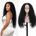13x6 Deep Wave Lace Front Wigs Human Hair Curly Wig Soft and Natutal Hairline HD Lace 180 Real Density Natural Black Curly Human Hair Wig Virgin Human Hair True to Length for women 28 Inch