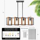35.4" Kitchen Island Lighting,4 - Light Dining Room Farmhouse Chandelier,Black Modern Pendant Lighting,Pool Table Lights,Wood and Matte Black Metal Finish