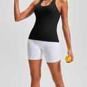 Workout Tank Top with Built in Bra for Women - Racerback Butter Soft Athletic Tops Yoga Tank Tops with Removable Pads (Black, M)