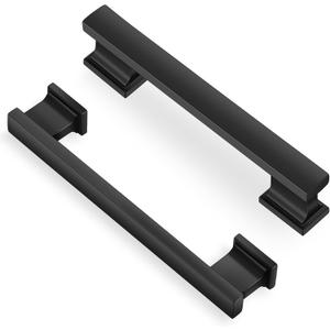 10 Pack 3.75 Inch(96mm) Hole Center Matte Black Kitchen Cabinet Handles Modern Cabinet Pulls Kitchen Cabinet Hardware Solid Drawer Pulls Handles for Dresser, Total Length 4.72 Inch
