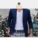 Mens Genuine Leather Dress Belt Classic Casual Belt with Single Prong Buckle for Jeans Pants Work and Business (36(Waist:34), Blue)