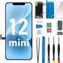 for iPhone 12 Mini Screen Replacement with Earpiece 5.4" LCD Display 3D Touch Digitizer Proximity Sensor Assembly Full Repair Tool Kit Magnetic Pad Waterproof Seal A2176 A2398 A2399 A2400