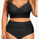 Women's Plus Size High Waisted Bikini - Two Piece Swimsuit Tummy Control Bathing Suit 2025 Twist Swimwear, 14W