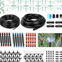 Bonviee 169FT Drip Irrigation System, Garden Watering System with 1/2"& 1/4" Tubing, Adjustable Drip Emitters and Barbed Fittings, Automatic Drip Irrigation Kit for Raised Garden, Greenhouse, Lawn