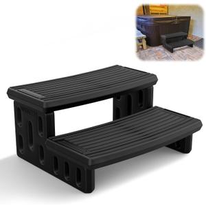 Hot Tub Steps, Non-Slip 2 Step Spa Stairs for Outdoor & Indoor, Black