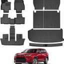T TGBROS Floor Mats for Toyota Grand Highlander 2024-2026, 7 & 8 Passenger, All Weather Custom Fit TPE Liner Set with 1st 2nd 3rd Row Mats, Seatback Covers, Cargo Liner & Door Sill Protectors