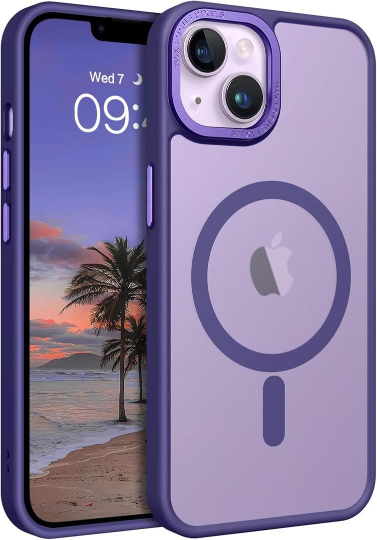 BENTOBEN Magnetic for iPhone 13 Case & iPhone 14 Case [Compatible with Magsafe] Translucent Matte Phone Case iPhone 13/14 Slim Shockproof Women Men Protective Cover for iPhone 13/14 6.1", Dark Purple