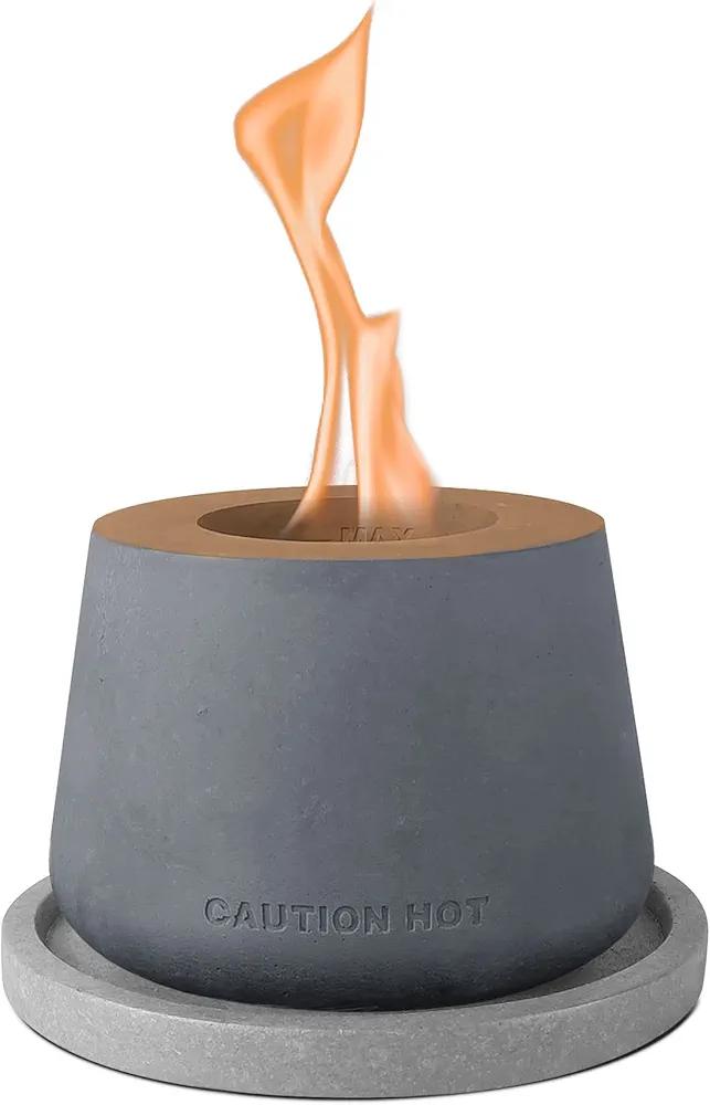 Kante Concrete Tabletop Fire Pit with 6" Light Gray Base, Ethanol Fire Pit for Indoor&Outdoor, Portable Rubbing Alcohol Tabletop Fire Bowl, Mini Fireplaces for Smores Maker (Round)