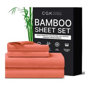 CGK Unlimited Full Size Sheets - Cooling and Breathable Sheets - 60% Polyester, 40% Rayon Derived from Bamboo - Super Soft & Comfy for Hot Sleepers to Stay Cool, Fits Full Sized Bed (Full, Coral) CGK Unlimited Full Size Sheets - Cooling and Breathable Sheets - 60% Polyester, 40% Rayon Derived from Bamboo - Super Soft & Comfy for Hot Sleepers to Stay Cool, Fits Full Sized Bed (Full, Coral)