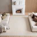 Nuanchu 8x10ft Faux Wool Area Rugs for Living Room, Beige
