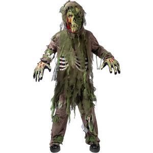 Spooktacular Creations Swamp Deluxe Skeleton Living Dead Zombie Costume for Halloween Kids Monster Role-Playing (Medium(8-10yr), Green)