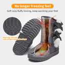 Witwatia Winter Snow Boots for Women Mid Calf Warm Fur Lined Boots Ladies Slip on Fashion Bootie (Gray)