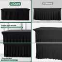 BDDC Table Skirts for Rectangle Tables 8ft - 2 Pack One-Piece Black Tablecloths and Skirt, Wrinkle Resistant Ruffles Elastic Cover for Banquets, Weddings, Events, Parties