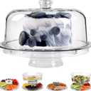 Cake Stand with Acrylic Dome Cover, 6-In-1 Multi-Purpose Cake Stand with Lid, 12.2", Acrylic Cake Stand, Veggie Platter, Salad Bowl, Dessert Platter, Punch Bowl, BPA Free