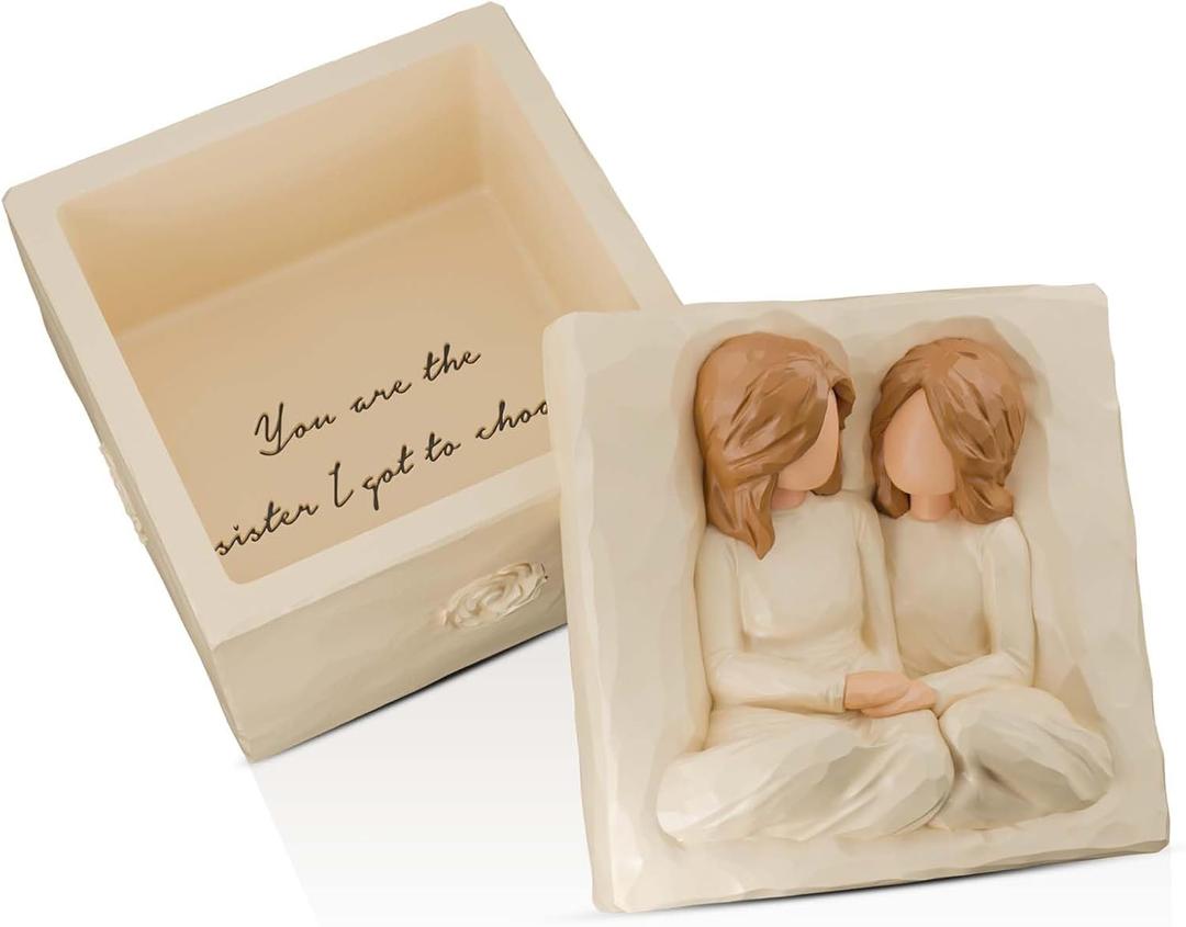 Best Friend Birthday Gifts for Women, Forever Friends, Friendship Gifts for Women, Sister Gifts Sculpted Hand-Painted Jewelry Keepsake Box