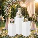 HAISIWLKJ 3PCS Cylinder Pedestal Stands for Parties, White Metal Round Cylinder Plinths Dessert Table Display Pillars for Birthday Wedding Bridal Baby Shower Party Decorations(Small)