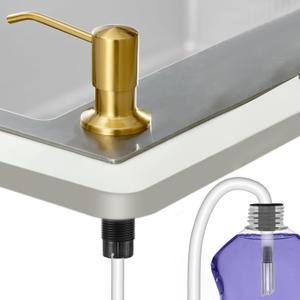 Soap Dispenser for Kitchen Sink, Built in Sink Soap Dispenser, Sink Soap Dispenser, 51" Extension Tube Connects Directly to Dish Soap Container, No Need to Fill Little Bottle Again (Gold)