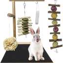 kathson Bunny Toys Rabbit Wooden Scratch Nail Scratch Board Hanging Chew Toys for Small Animals Guinea Pigs Hamster Chinchillas