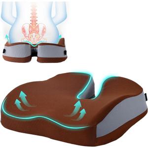 Seat Cushions for Office Chairs Wheelchair Cushion for Long Sitting Back PainMemory Foam Seat Car Computer Desk Chair CushionCoccyx Cushion for Tailbone Pain Relief Cushion Office Chair Brown