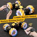 Remote Control Car for Boys 8-12, 4WD Gesture Sensing RC Stunt Car 2.4Ghz with Lights Music Sprayer RC Cars for Boys Age 4-7 8-12 Hand-Controlled Cars Toys Birthday Gifts for Kids Girls Yellow
