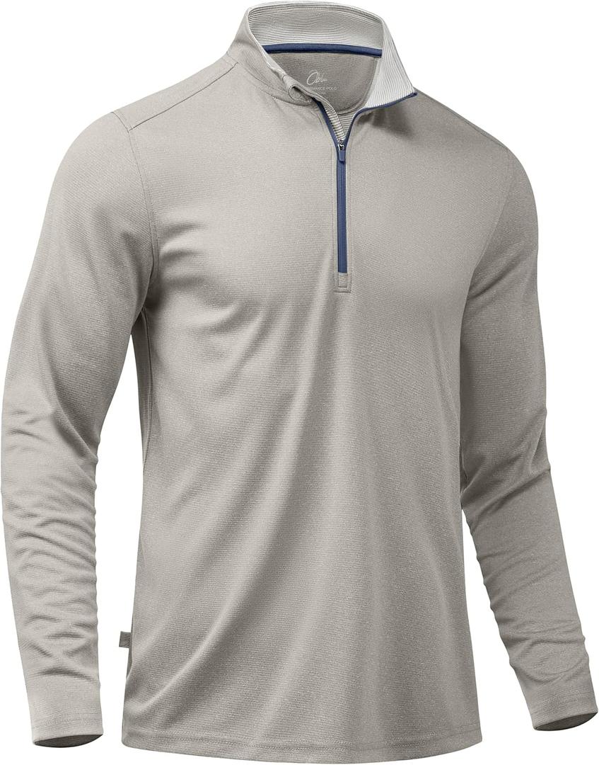 Obla Golf Quarter Zip Pullover for Men Mock Neck Sweatshirt Lightweight Sun Protection Men's Long Sleeve Golf Shirt, 3XL