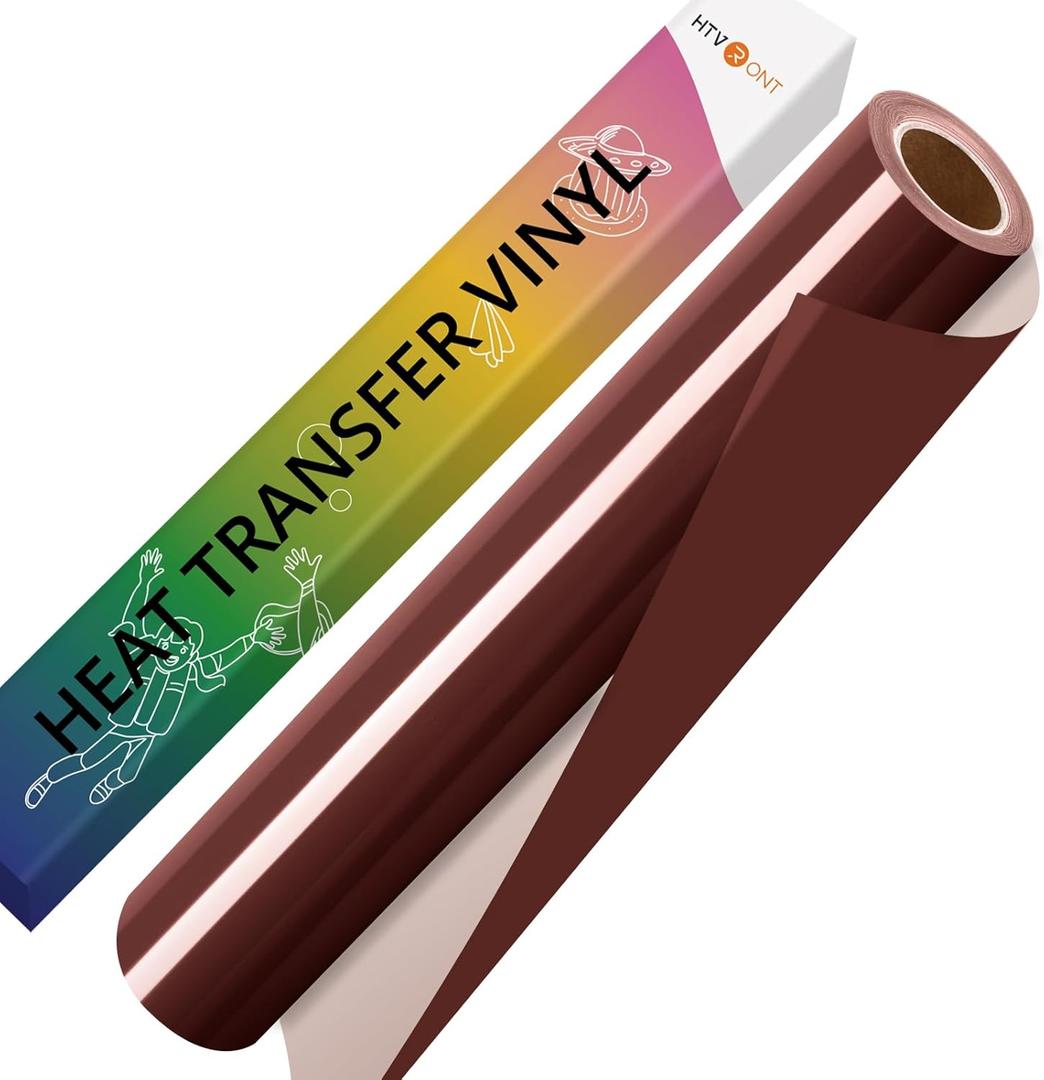 HTVRONT Brown HTV Vinyl Roll - 12" x 10ft Brown Iron on Vinyl for All Cutter Machine & Silhouette Cameo, Heat Transfer Vinyl Rolls for t Shirts - Easy to Cut & Weed for Heat Vinyl Design