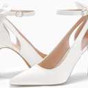 PiePieBuy Women's Pointed Toe High Heels Ankle Strap D'Orsay Pumps Shoes Bow Wedding Bowtie Back Dress Sandals, 6.5