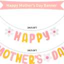 Mother's Day Felt Banner, Pre-Strung Happy Mothers Day Banner with Flower,Garland Banner for Mothers Day Brunch Event
