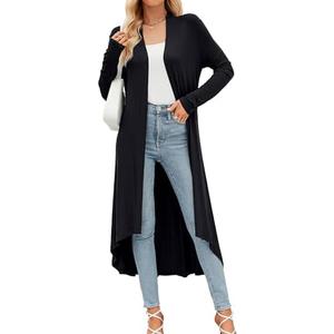Women's Casual Long Open Front Drape Lightweight Duster High Low Hem Maxi Long Sleeve Cardigan(XL)