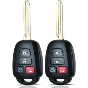 Key Fob Keyless Entry Fits for Toyota RAV4 Highlander Sequoia 2013 2014 2015 2016 2017 2018 Remote Control Key Replacement 4 Button GQ4-52T 89070-0R100 H-Chip (Set of 2)