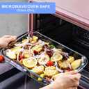 KOMUEE 8 Pieces Glass Baking Dish with Lids Rectangular Glass Baking Pan he set includes 4 glass baking pans of different sizes: 1qt (10 x 5.9 x 1.8-inch), 1.7qt (11.6 x 6.7 x 2.1-inch), 2.3qt (13.6 x 8.1 x 2.1-inch), and 3.2qt (15.5 x 9.3 x 2.1-inch)