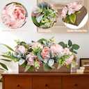 Pink Flower Centerpieces for Table, Pre-Made Artificial Peony Hydrangea Centerpieces for Dining Table Wood Fake Flowers Decorations for Wedding Living Room Office Bar Kitchen Table
