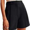 NIMIN Womens Shorts Dressy High Waisted Wide Leg Tailored Shorts Pleated Business Casual Work Trouser Shorts, Small