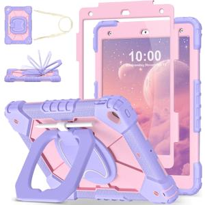 WESOROL Case for iPad 9th Generation 10.2 Inch Tablet Case Military Grade Shockproof Cover for iPad 9th/8th/7th Gen Cases with Rotating Stand Screen Protector Pencil Holder,Purple Rose